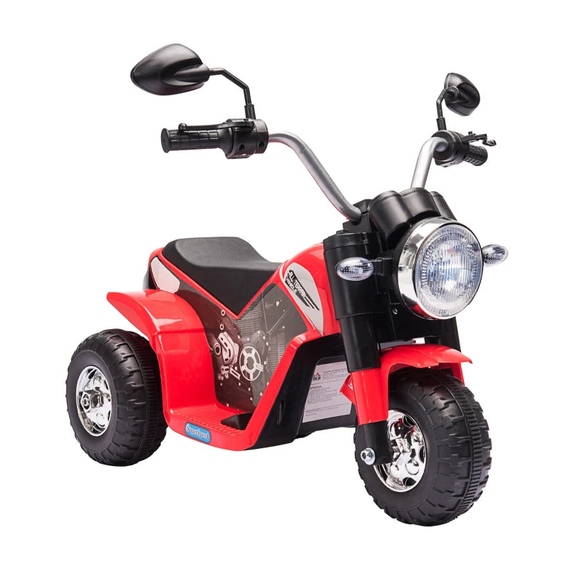 Moto Elettrica per Bambini a 3 Ruote con Luci e Suoni, Batteria Ricaricabile 6V, Velocità 2 km/h, per Bimbi da 18-36 Mesi, 72x57x56cm Rossa DP7370-188V90RDDP7