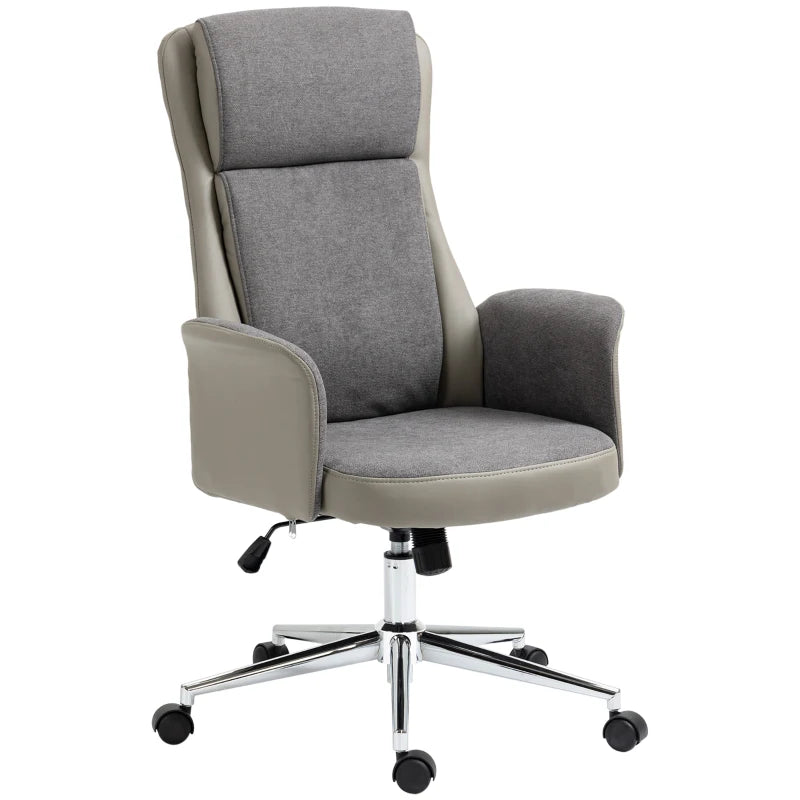 Sedia da Ufficio Elegante a 2 Tessuti, Sedia Ergonomica ad Altezza Regolabile, 65x72x108-118 cm, Grigia LK6921-599LGLK6