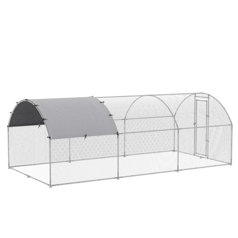 Recinto per Galline in Acciaio con Copertura Anti UV, 2.8x5.7x2m, Argento YH6D51-320YH6