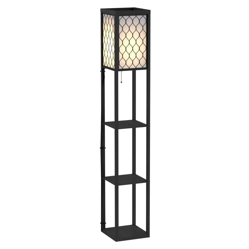 Lampada da Terra Moderna con Libreria 3 Livelli Nero 26 x 26 x 160 cm MK8833-622MK8