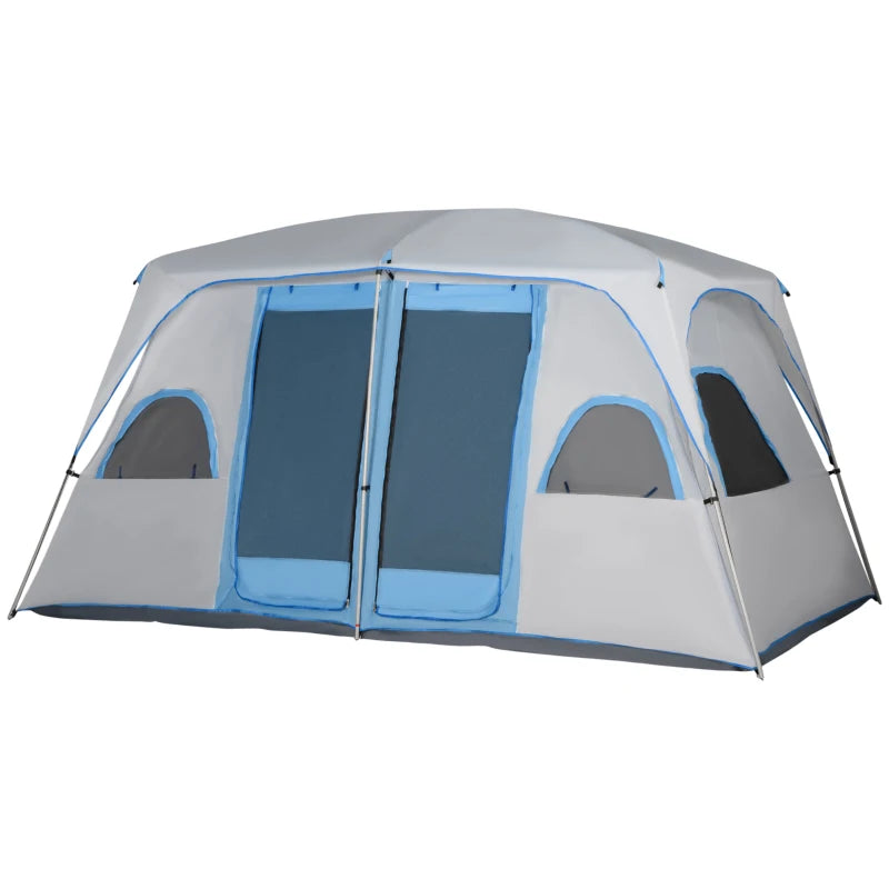 Tenda da Campeggio 4 Persone Impermeabile con 2 Stanze e Finestre a Rete, 400x275x210 cm, Grigia  ES2A20-226GYES2