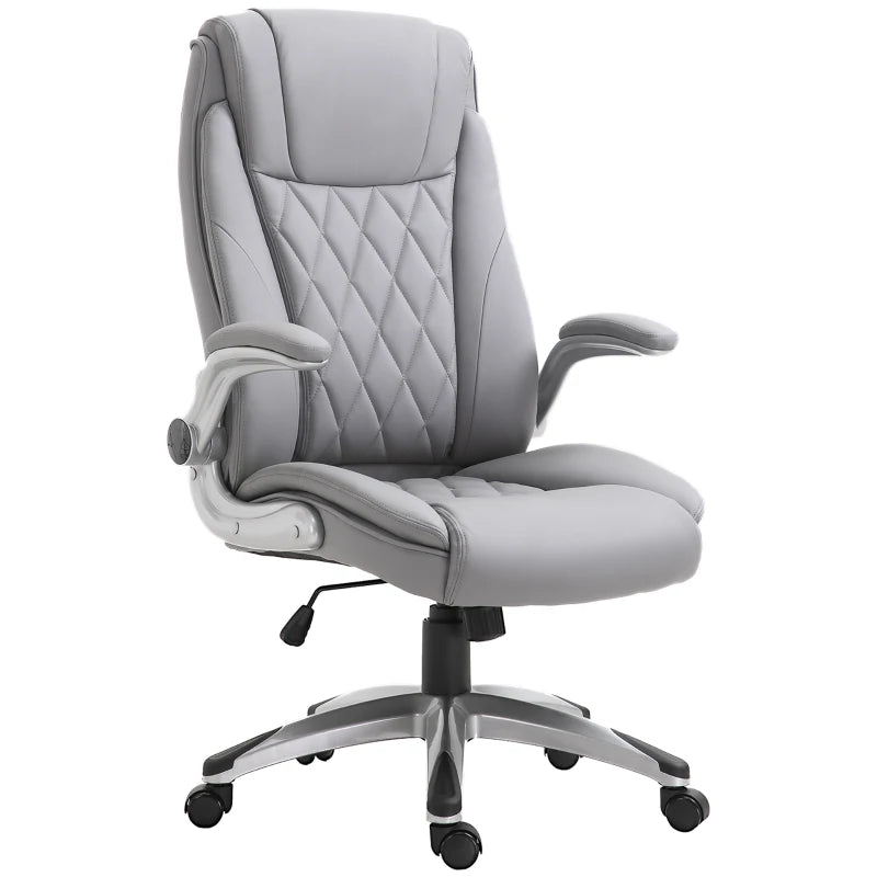 Sedia da Ufficio Ergonomica con Imbottitura, Altezza Regolabile e 5 Ruote, 70x71x113-121 cm, Grigio UL3920-063GYUL3