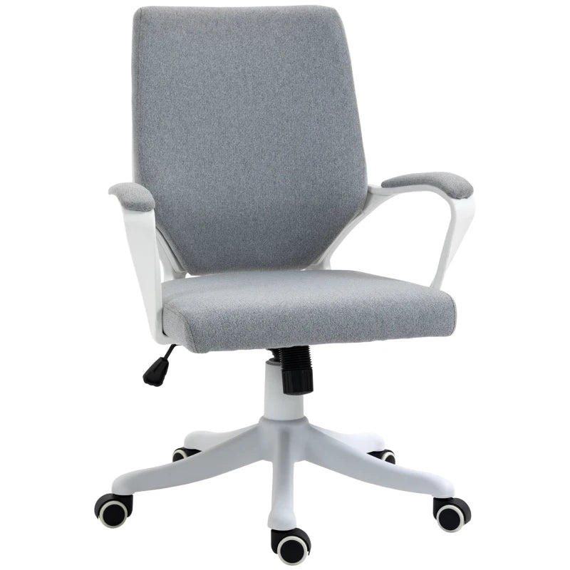 Sedia da Ufficio Ergonomica, Altezza Regolabile e Funzione Dondolo, Poltrona Girevole con Ruote, 62x69x92-100cm, Grigio Bianco JK7921-536GYJK7