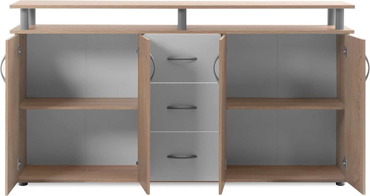 credenza moderna madia soggiorno cucina ingresso cassettiera camera salotto in legno mobile multiuso ufficio studio dispensa moderno buffet tv marrone T2253,66S