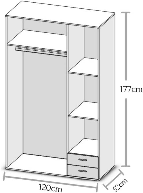 armadio moderno per camera da letto 3 ante battenti in legno marrone cameretta T2651,140S