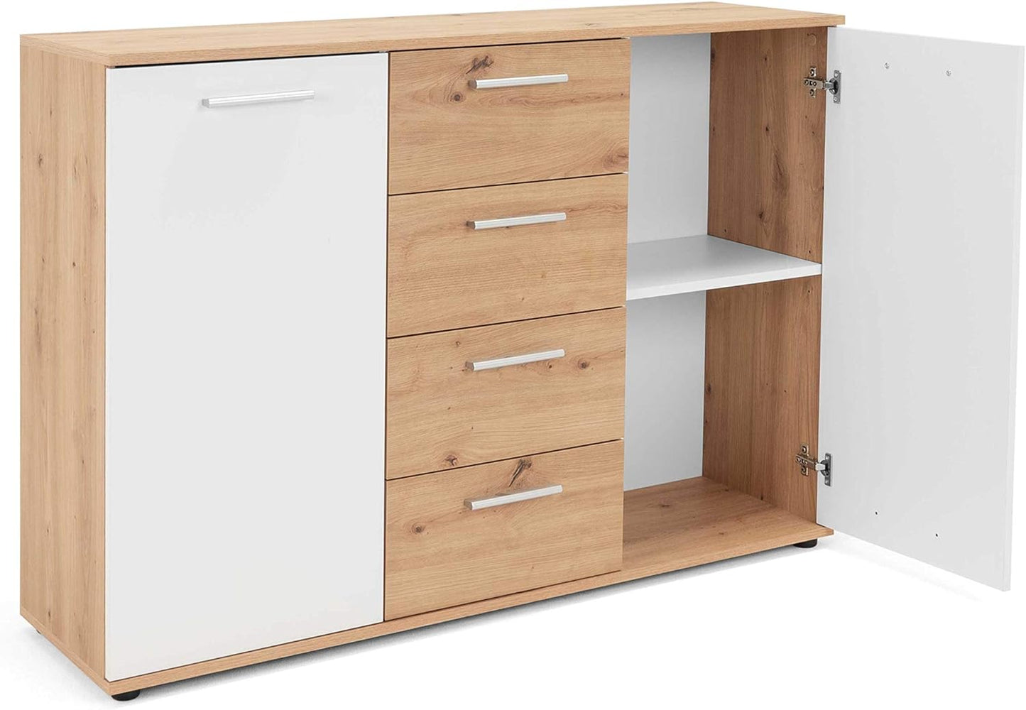 credenza moderna madia soggiorno cucina ingresso cassettiera camera salotto in legno mobile multiuso ufficio studio dispensa moderno buffet tv bianco e marrone T2253,177,0S