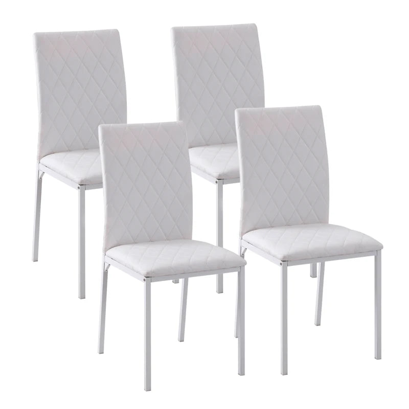 Set 4 Sedie Imbottite per Sala da Pranzo con Rivestimento in Similpelle, 41x50x91cm - Bianco ER2835-478WTER2