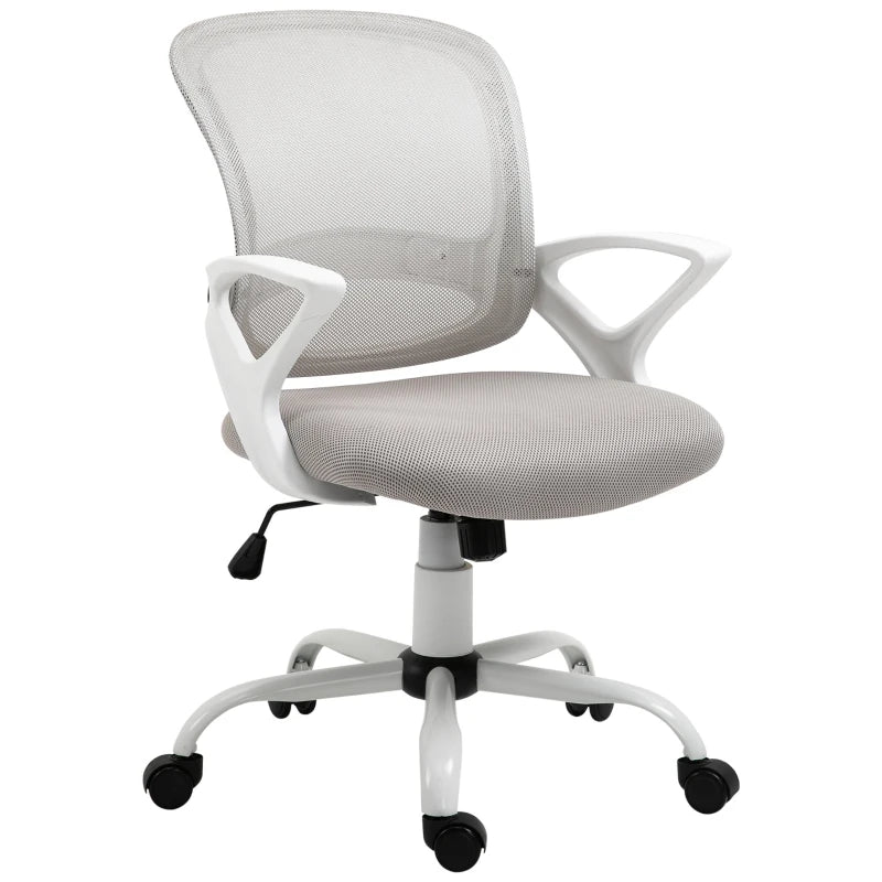 Sedia da Ufficio Basculante in Tessuto a Rete Grigio, Sedia da Scrivania Ergonomica e Girevole con Altezza Regolabile JH9921-528GYJH9