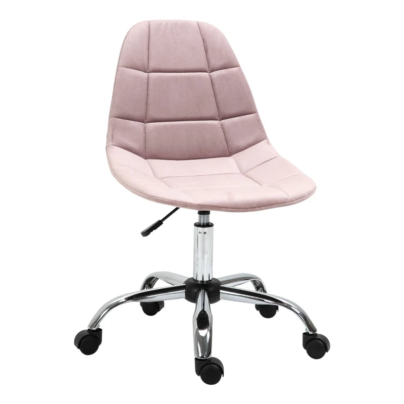 Sedia da Ufficio Girevole , Design Ergonomico e Regolabile Senza Braccioli, Rosa, 59x59x81-91cm BY4921-366PKBY4