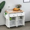 Carrello da Cucina Portavivande con Cassetti, Armadietti, Portaspezie e 4 Ruote, Legno, 111x44.5x82.5cm, Bianco YH9801-161WTYH9