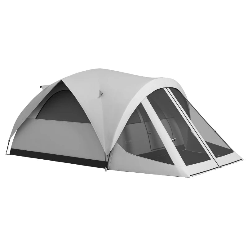 Tenda da Campeggio 4 Posti Impermeabile con Zona Notte e Zona Giorno, in Poliestere, 430x300x190 cm, Grigio EA1A20-397V00GYEA1