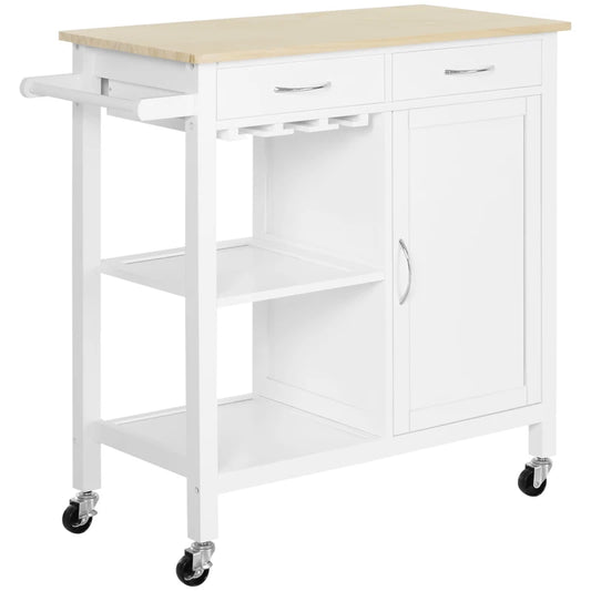 Carrello da Cucina Classico con Cassetti e Ruote in Legno Salvaspazio 89x40x84cm TR4801-069TR4