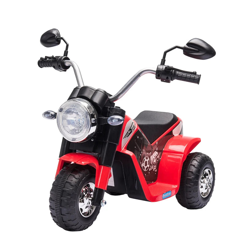 Moto Elettrica per Bambini a 3 Ruote con Luci e Suoni, Batteria Ricaricabile 6V, Velocità 2 km/h, per Bimbi da 18-36 Mesi, 72x57x56cm Rossa DP7370-188V90RDDP7