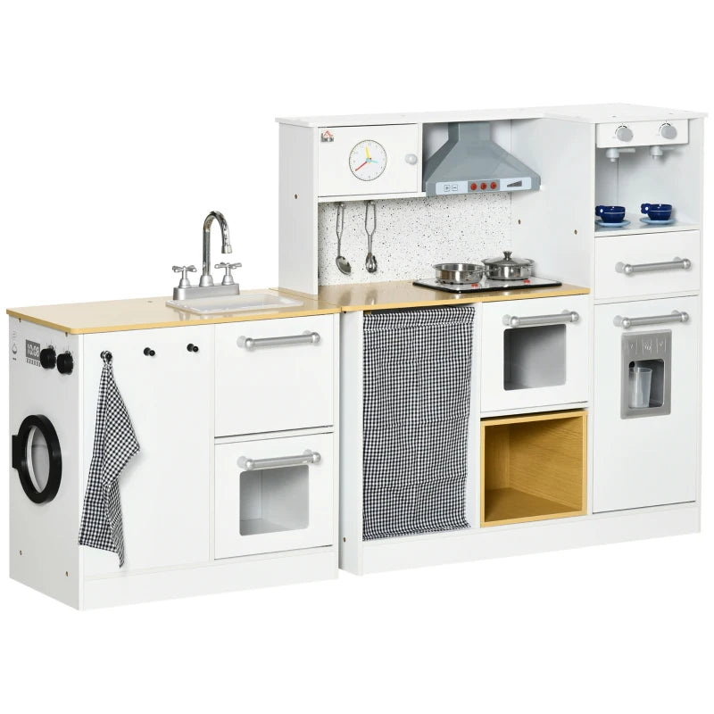 Cucina Giocattolo 2 Pezzi per Bambini 3-6 Anni con Utensili da Cucina, Luci ed Effetti Sonori, in MDF e PP KJ6350-141V00WTKJ6