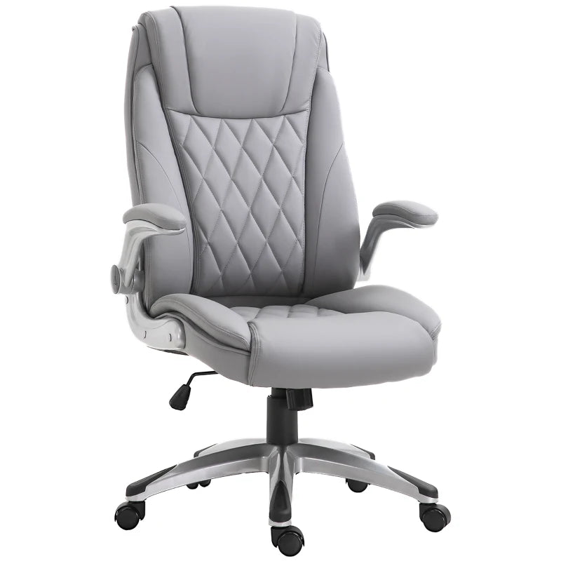 Sedia da Ufficio Ergonomica con Imbottitura, Altezza Regolabile e 5 Ruote, 70x71x113-121 cm, Grigio UL3920-063GYUL3