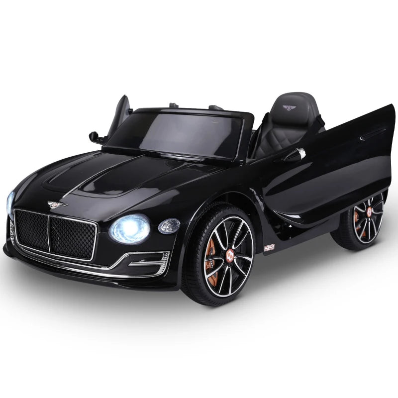 Macchina Elettrica per Bambini Bentley con 2 Portiere Guida Manuale e Telecomando, Fari e Suoni, 108x60x43cm, Nero SE7370-045BKSE7