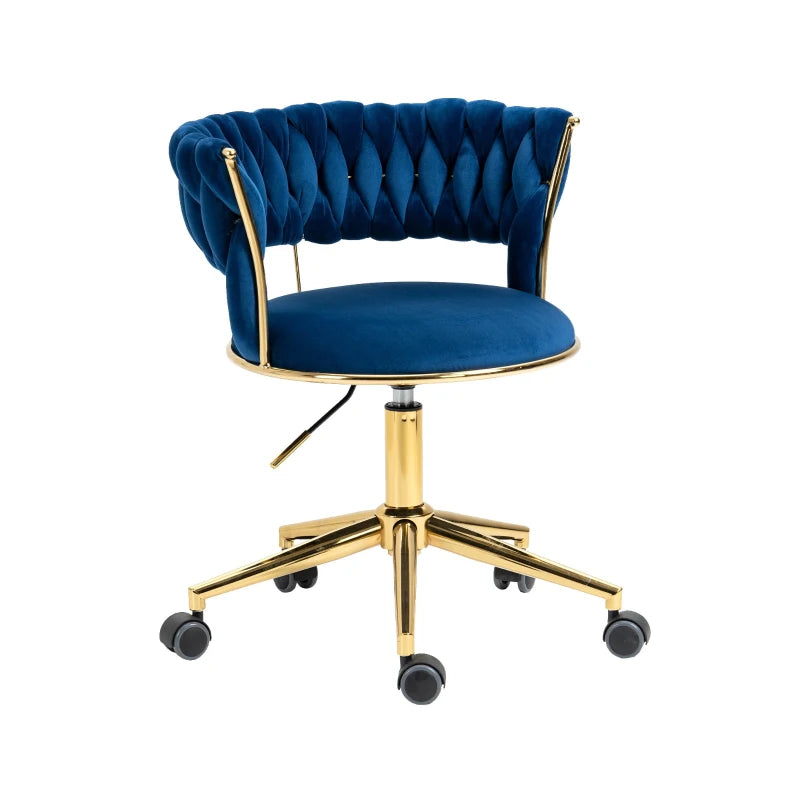 Sedia da Ufficio in Velluto Girevole a 360°, con Altezza Regolabile, Design Unico per il Salotto, Blu GF6F-GOM-W1880109492GF6