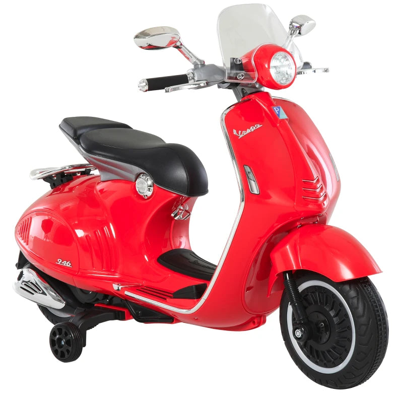 Moto Elettrica per Bambini con Licenza Ufficiale Vespa, 2 Rotelle, Luci e Suoni, 108x49x75 cm, Rossa QW7370-115RDQW7