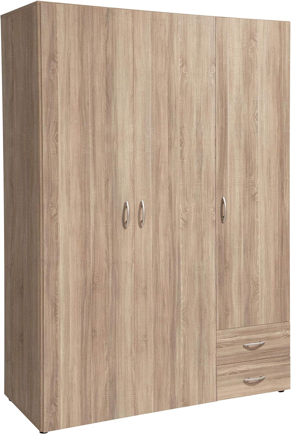armadio moderno per camera da letto 3 ante battenti in legno marrone cameretta T2651,140S