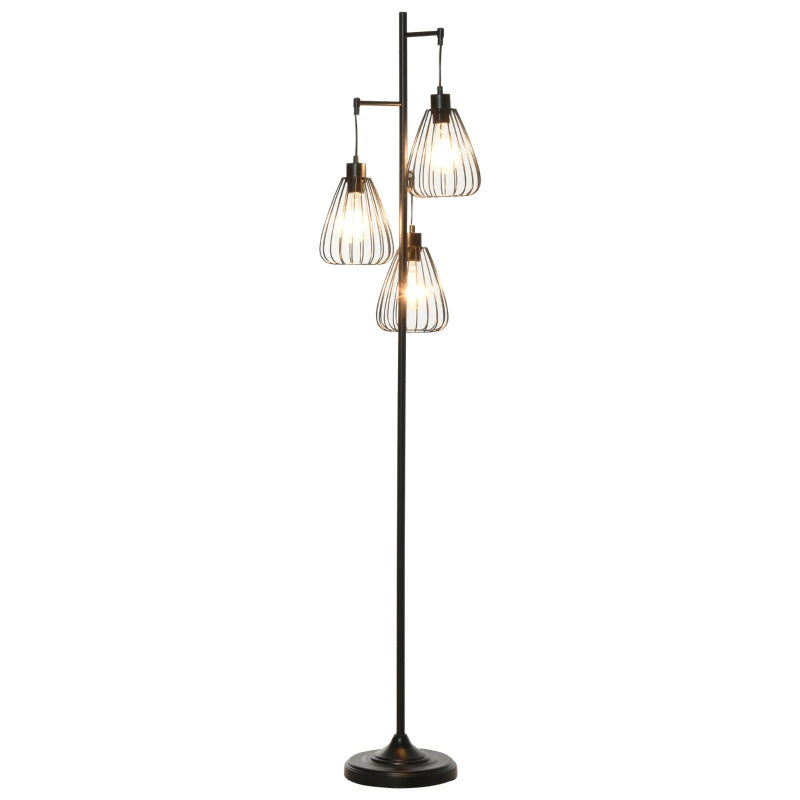 Lampada da Terra Vintage Industriale in Metallo Nero, Lampada a Piantana da Terra Moderna Ф35 x 170cm ER1B31-247ER1