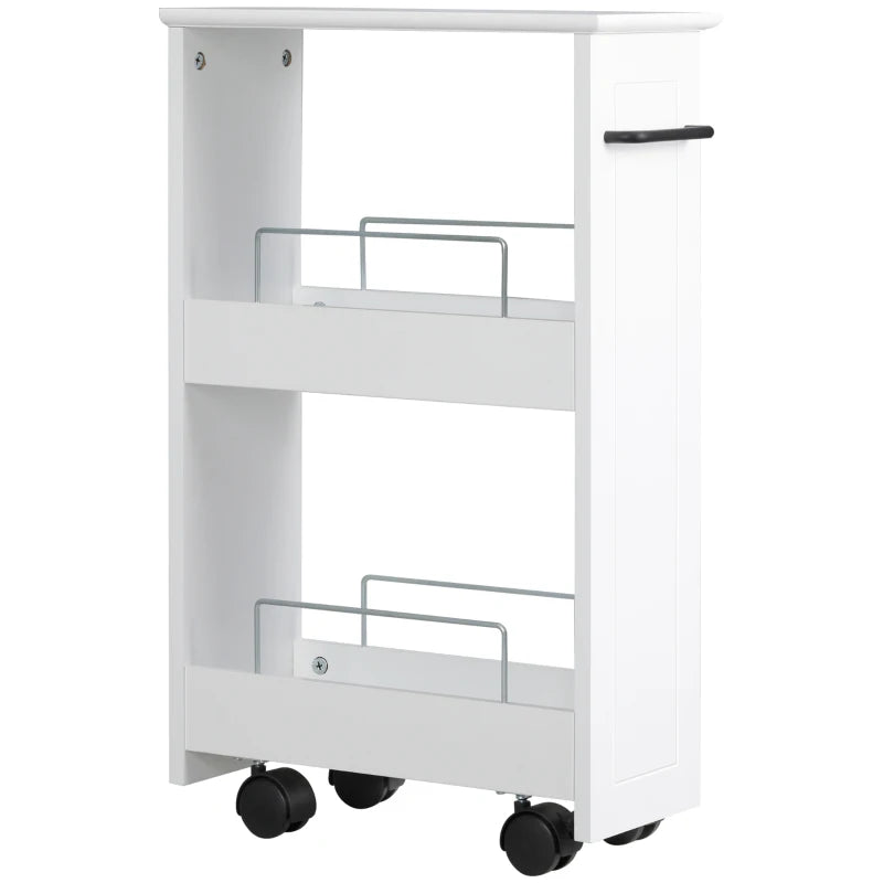 Carrello Salvaspazio Multiuso in Legno MDF e Ruote, 42.5x20.3x66.7cm, Bianco TY9838-280V00WTTY9