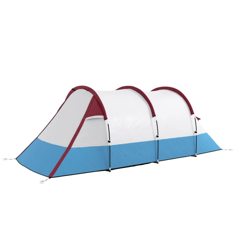 Tenda da Campeggio Impermeabile con 2 Aree e 3 Ingressi, in Poliestere e Fibra di Vetro, 420x200x150 cm, Rosso ES2A20-425V00RDES2