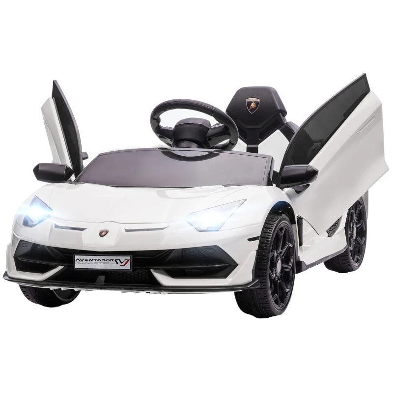 Macchina Elettrica per Bambini a 12V Licenza Lamborghini con Clacson e Telecomando, 107.5x63x42 cm, Bianca DF4370-306V90WTDF4