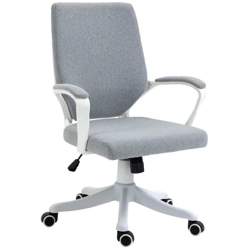 Sedia da Ufficio Ergonomica, Altezza Regolabile e Funzione Dondolo, Poltrona Girevole con Ruote, 62x69x92-100cm, Grigio Bianco JK7921-536GYJK7