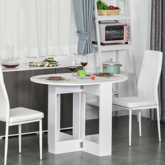 Tavolino Pieghevole Pranzo Tavolo Consolle in Legno Salvaspazio per 2 Persone, Arredamento Cucina e Soggiorno, Bianco TU2835-319TU2