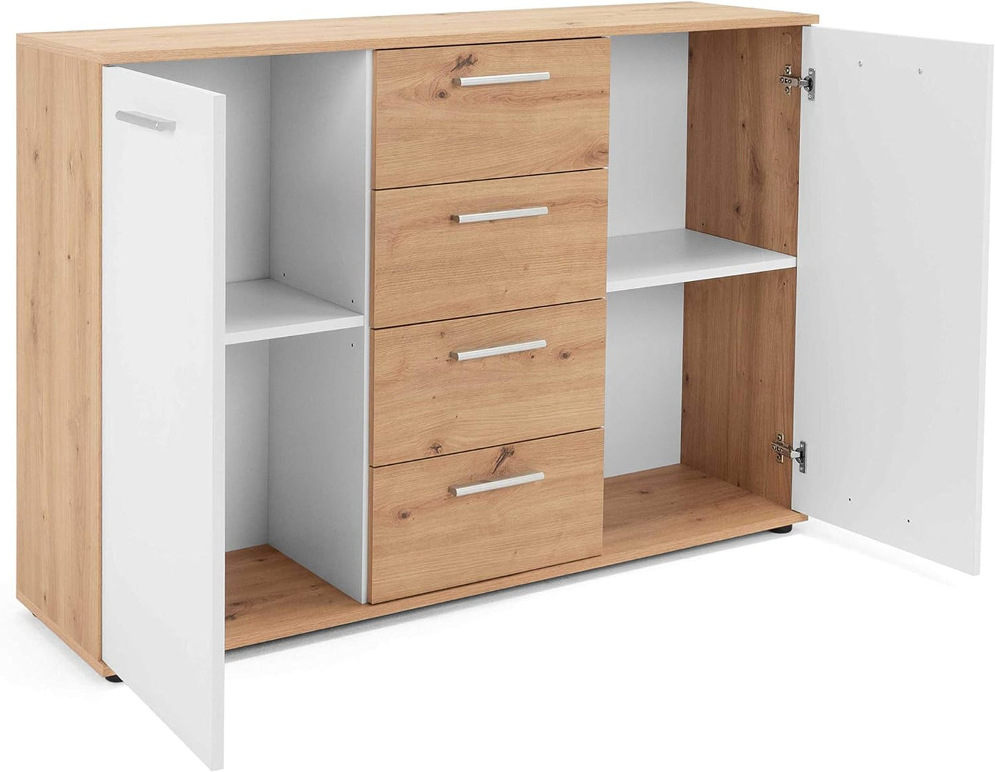 credenza moderna madia soggiorno cucina ingresso cassettiera camera salotto in legno mobile multiuso ufficio studio dispensa moderno buffet tv bianco e marrone T2253,177,0S