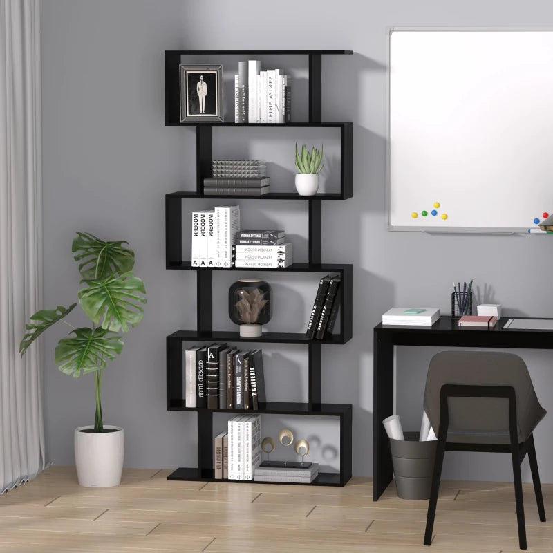 Libreria Legno Design Moderno con 6 Ripiani 80 × 23 × 192cm Nero GB7833-382BKGB7