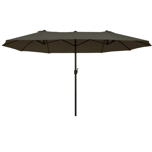 Ombrellone Parasole da Giardino Esterno Doppio, Ombrellone Rettangolare in Tessuto e Poliestere, 4.6 x 2.4m, Grigio 84D-030V01GY