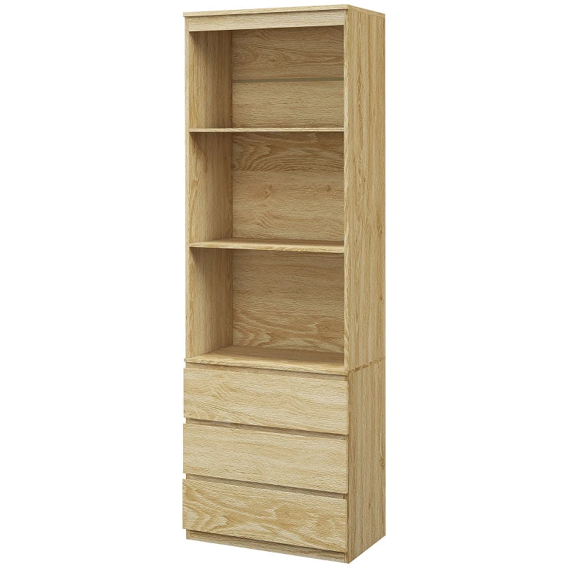 Mobile Libreria in Legno con 3 Ripiani e 3 Cassetti, 60x35x180 cm, color Rovere GF6836-564V00AKGF6