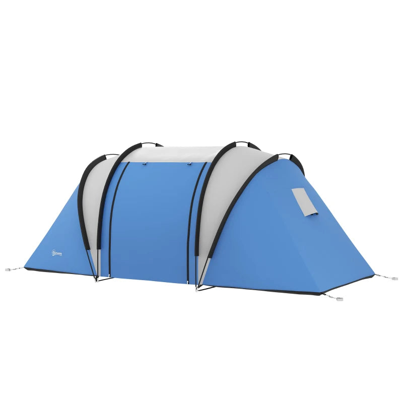 Tenda da Campeggio 2 Posti Impermeabile con 2 Stanze Borsa di Trasporto, 220x450x180 cm, Blu EH7A20-387V00BUEH7