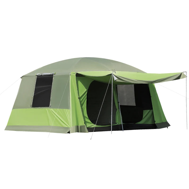 Tenda da Campeggio con Veranda, Tenda Famigliare per 8 Persone, in Poliestere, 405x305x225cm WR3A20-052WR3