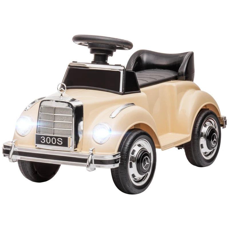 Macchina Elettrica per Bambini 18-48 Mesi Licenza Mercedes-Benz con Musica, Beige QW8370-292V90BGQW8