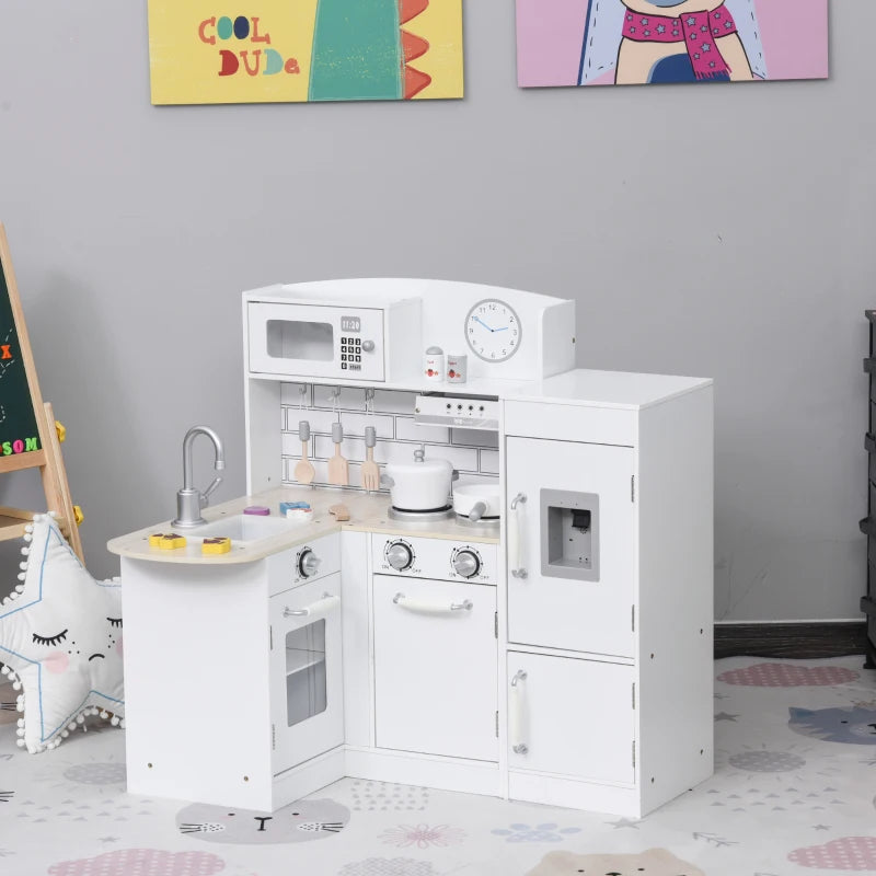 Cucina Giocattolo per Bambini da 3 Anni in Su in Legno, Bianco HN6350-079WTHN6