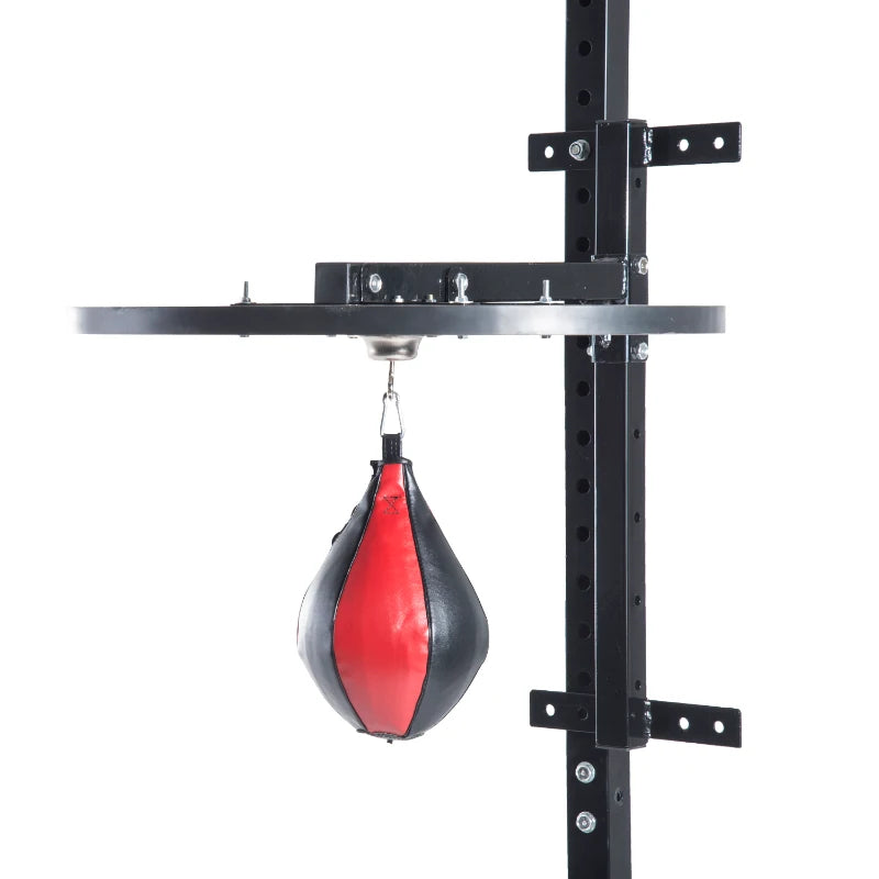 Piattaforma Boxe con Speedball Φ21 cm, Punching Ball per Allenamento Pugilato Arti Marziali, in Legno e Acciaio HG4A90-022HG4