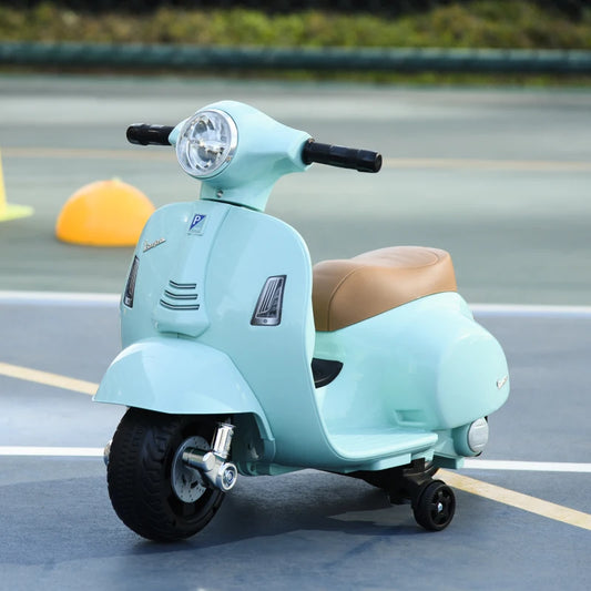 Moto Elettrica per Bambini con Licenza Ufficiale Vespa Batteria 6V, Fari e Clacson, per Bimbi da 18-36 mesi, Verde, 66.5x38x52cm MN7370-138GNMN7