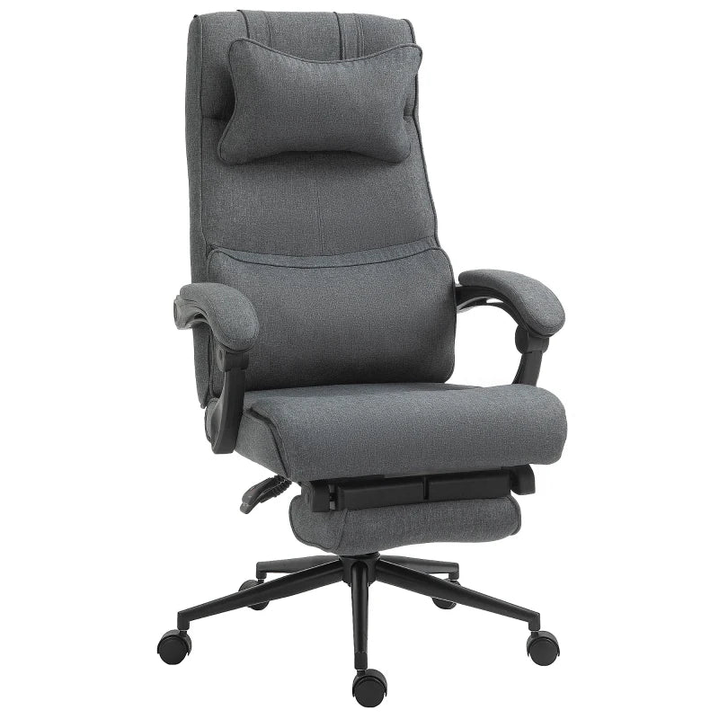 Sedia da Ufficio Ergonomica ad Altezza Regolabile con Braccioli e Poggiapiedi, 66x70x115-123 cm, Grigia WS3921-281WS3