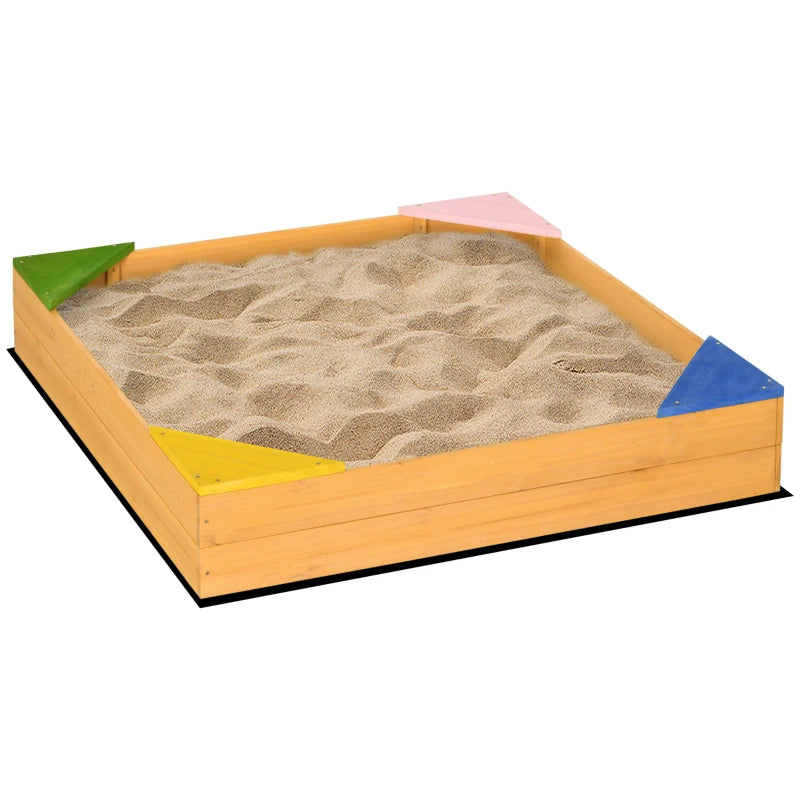 Sabbiera per Bambini da 4 Posti in Legno di Abete con Design senza Fondo, 109x109x19.8 cm QW4343-058V00NDQW4