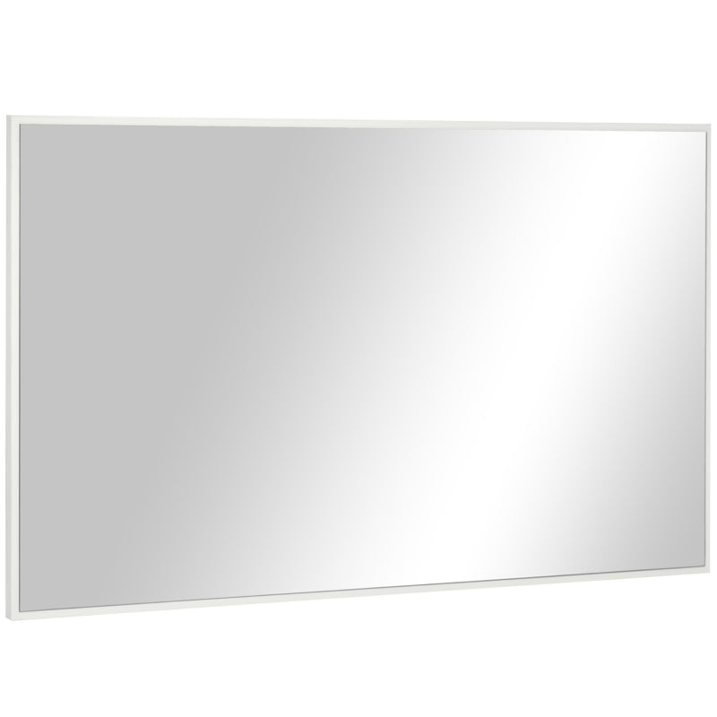 Specchio da Bagno Rettangolare in Truciolato e Vetro con Design a Parete, 104x60 cm, Bianco e Argento YH6834-499V00WTYH6