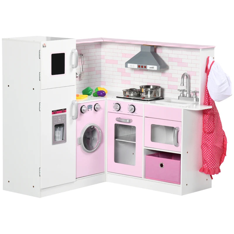 Cucina Giocattolo per Bambini 3-6 Anni con Luci e Utensili da Cucina Realistici, in MDF e PP, 84x93.5x85 cm GH8350-142V01WTGH8