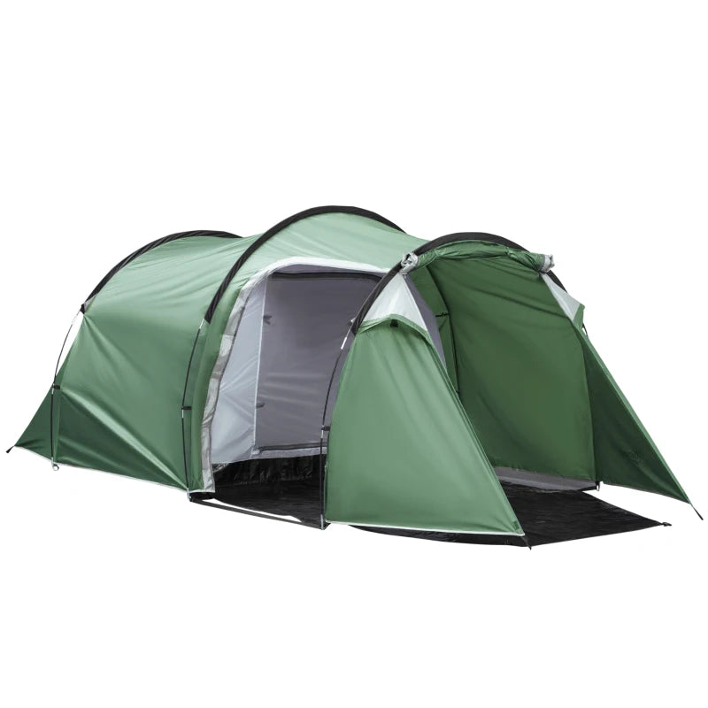 Tenda da Campeggio 2-4 Posti con Telo Impermeabile e Porte con Cerniera, 426x206x15 cm, Verde Scuro EN5A20-173EN5