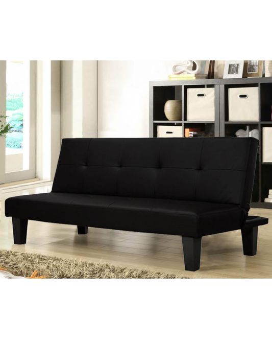 divano 3 posti moderno letto reclinabile nero ecopelle salotto soggiorno sofà ufficio studio