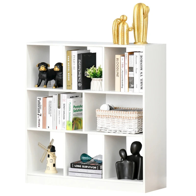 Mobile Libreria Portaoggetti a 3 Livelli e 8 Ripiani Totali, in MDF, 97.5x30x100 cm, Bianco NH3838-098WTNH3