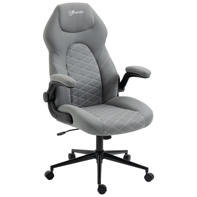 Sedia da Ufficio Ergonomica e Reclinabile ad Altezza Regolabile, 65.5x69.5x112-122 cm, Grigio Chiaro KJ6921-565V70LGKJ6