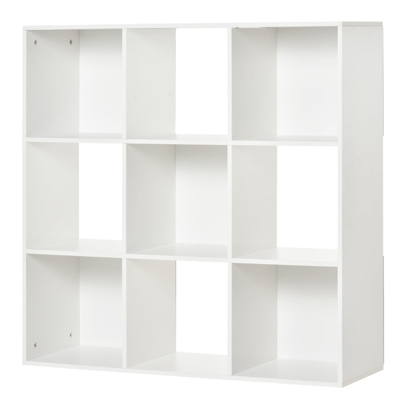 Libreria Bianca per Casa e Ufficio, Scaffale dal Design Moderno con 9 Scomparti in Legno, 91.5 x 29.5 x 91.5 cm VB3833-422WTVB3