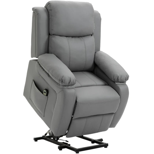 Poltrona Relax Elettrica e Alzapersona Reclinabile fino 160° con Telecomando, in Similpelle - Grigio YU1713-092V90GYYU1