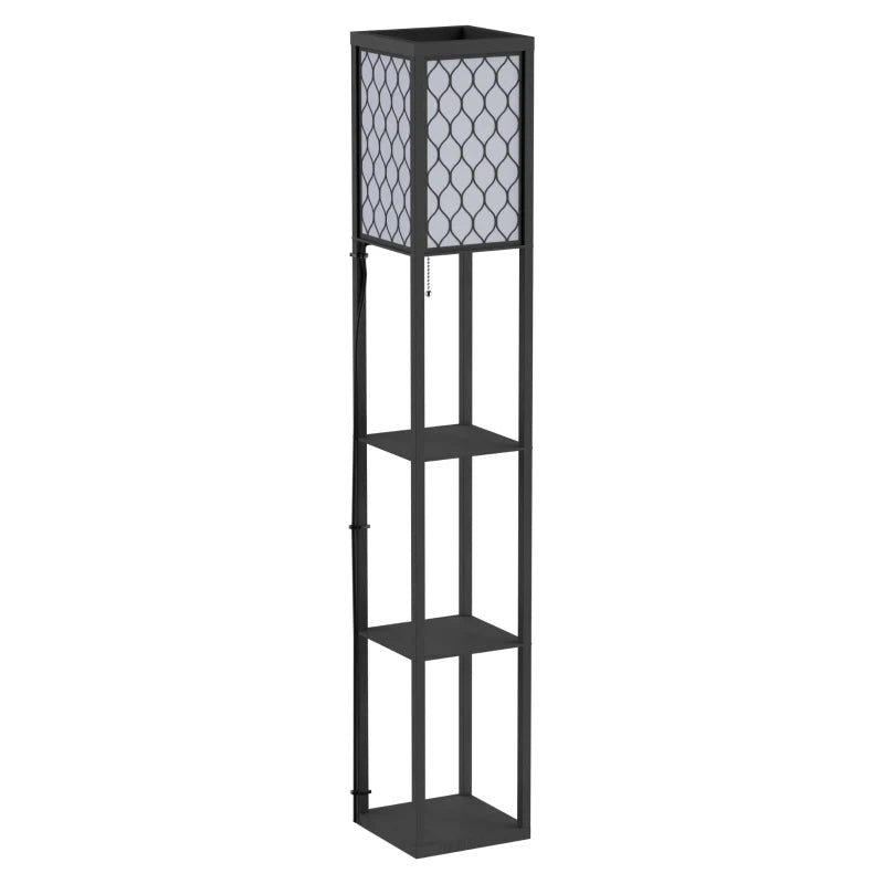 Lampada da Terra Moderna con Libreria 3 Livelli Nero 26 x 26 x 160 cm MK8833-622MK8